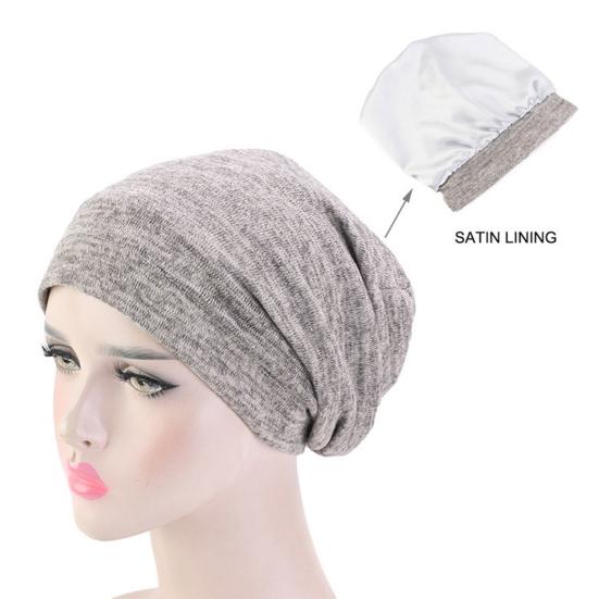 Hat Breathable Dual Color Faux Cashmere Night Sleep Cap for Sleep