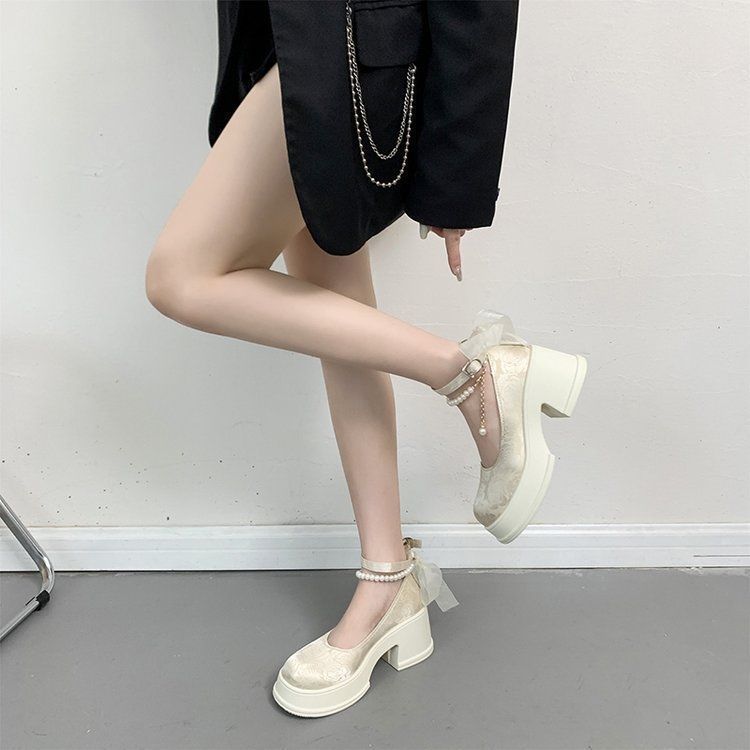 National style Mary Jane women's shoes, fairy style with skirt single shoes, new height-increasing shallow mouth single shoes in spring and summer 202