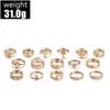 Fashion Opal Hollow Relief Elephant Moon Star Combination 16 Pieces Ring Women