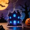 Halloween Acrylic Keychain Charm with Metal Ring, Clear Printed Bag Charm for Keys, Backpacks and Zipper Pull Accent