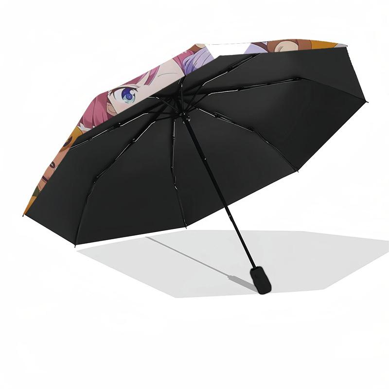 1pc Halloween Themed Outdoor Umbrella with Cute Anime Characters - Automatic Opening/Closing, Portable 3-Fold Design, 8-Rib Iron Frame - Perfect Gift