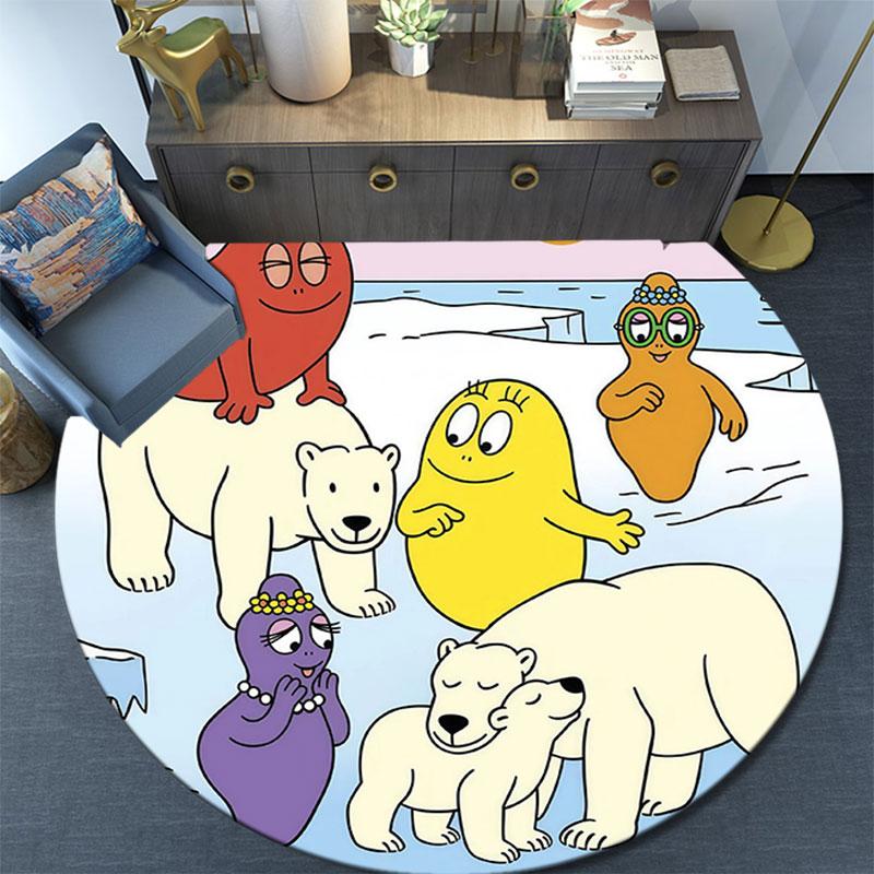 Barbapapa,Round Area Rug,Carpet Rug for Living Room Bedroom Sofa Playroom Decor,Non-slip Floor Mat