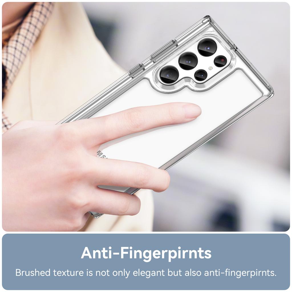 For Samsung Galaxy S22 Ultra 5G Clear Phone Case with Electroplating Buttons (Big Rear Lens Hole)