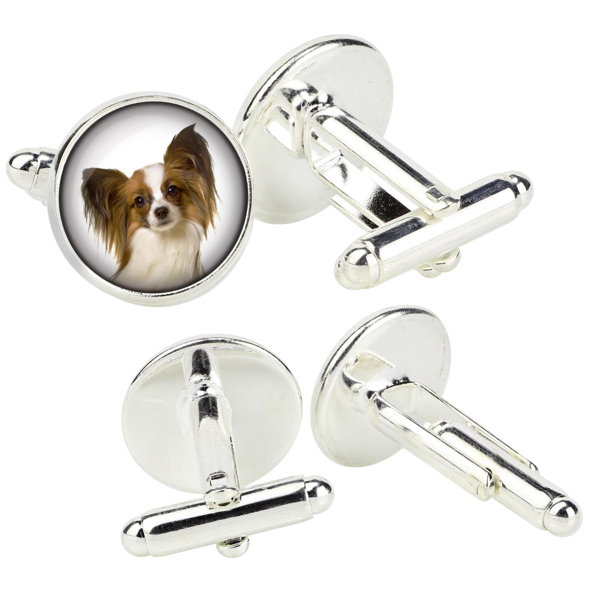 

Papillon, Continental Toy Spaniel, Butterfly dog - cufflinks in a box, handmade jewelry, product of the Art-Dog brand срібний