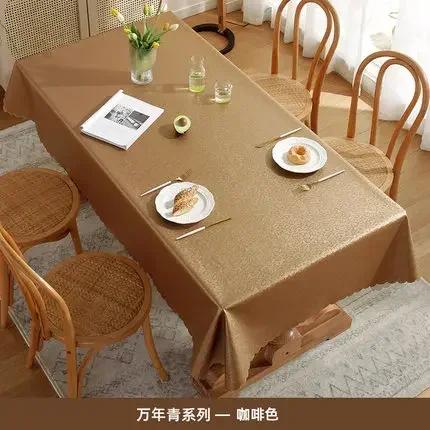 Waterproof Heat-resistant Dining Table Mat Fabric European Style Hotel Home Rectangular Tablecloth PU Printed Round Table Cloth
