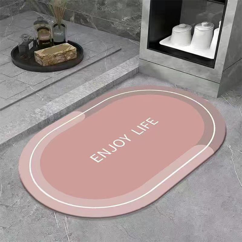 Bath Absorbent Floor Mat Diatom Mud Oval Square Soft Mat Toilet Foot Mat Non-slip Household Quick-drying Bath Mat