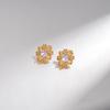 18K Gold-Plated Silver Zircon Oval Stud Earrings - European & American Luxury Vintage Style