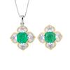 Jewelry Retro Simulation Emerald Pink Diamond Inlaid Princess Square Flower Set Main Stone 10 * 10