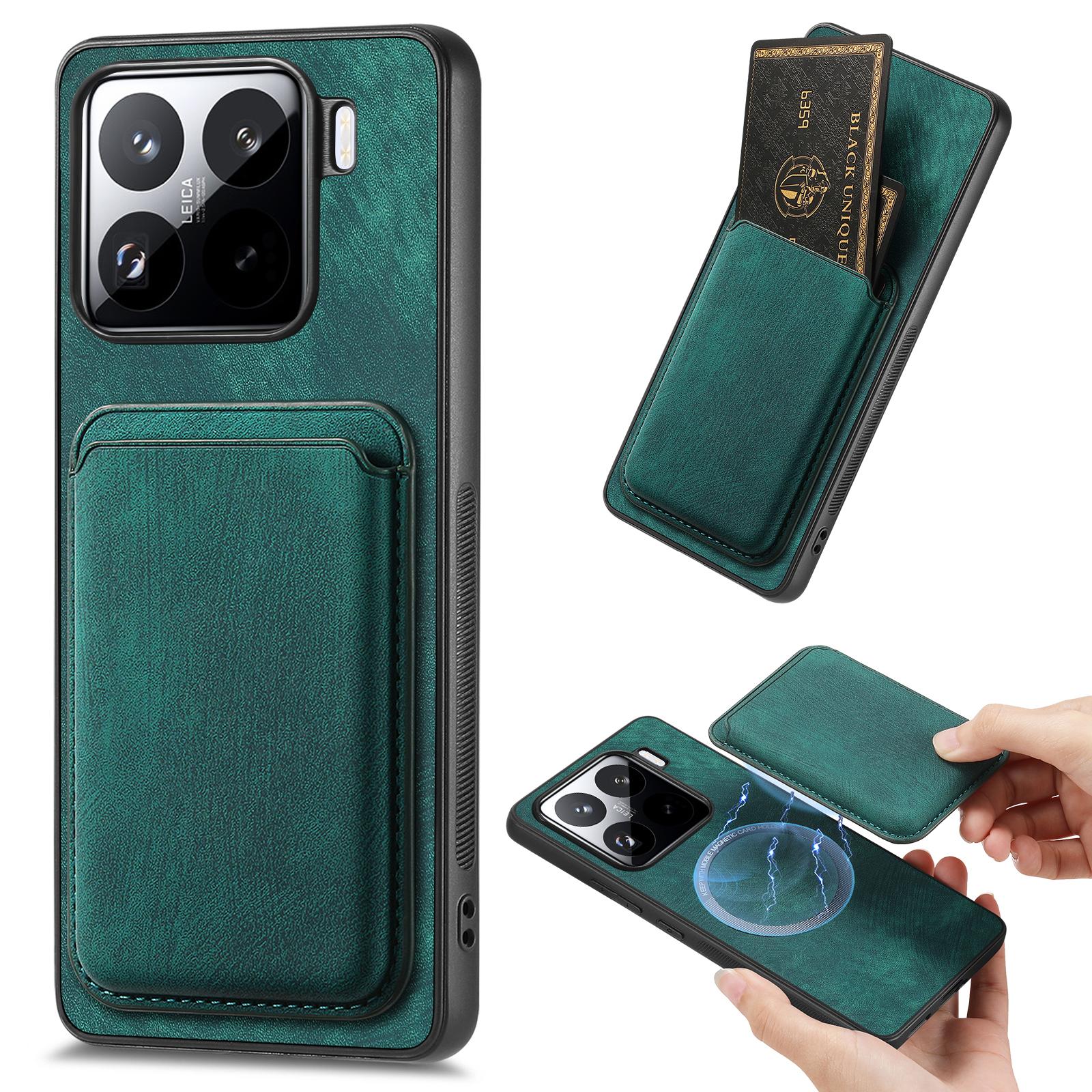 

Для Xiaomi 15 Pro Чохол Ретро Шкіра+ТПУ Чохол для телефону зі знімним слотом для карт Green