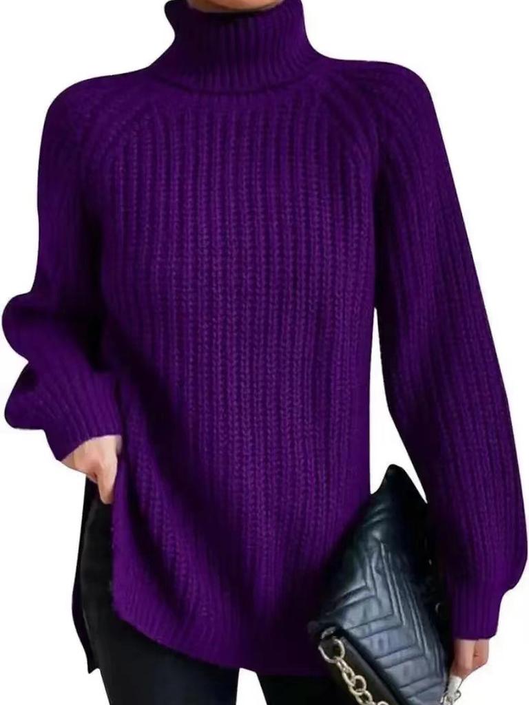 Fall Winter New Neck Warm Knit Sweater Long Sleeve Open Shoulder Soft Comfortable Women's Clothing