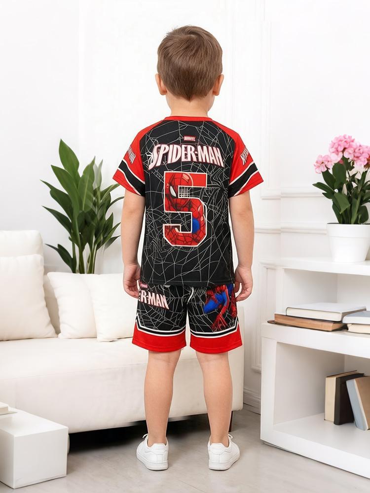 Beach Kids SpiderMan Children's Summer Short Sleeved T-shirt Shorts Set 2 Piece Sets for Kids Pants Casual Breathable Cool Beach