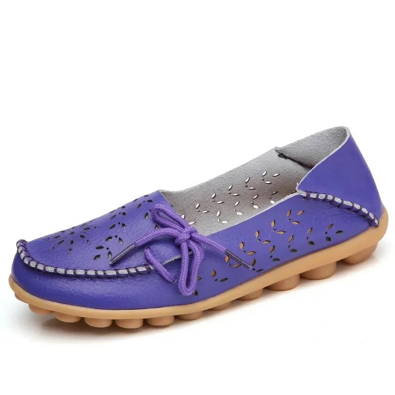 Fashion Sizes 34-44 Genuine Leather Flat Shoes Women Fashion Casual Nurse Shoes Hollow Soft Sole Non Slip Women's Shoes  Zapatos Mujer