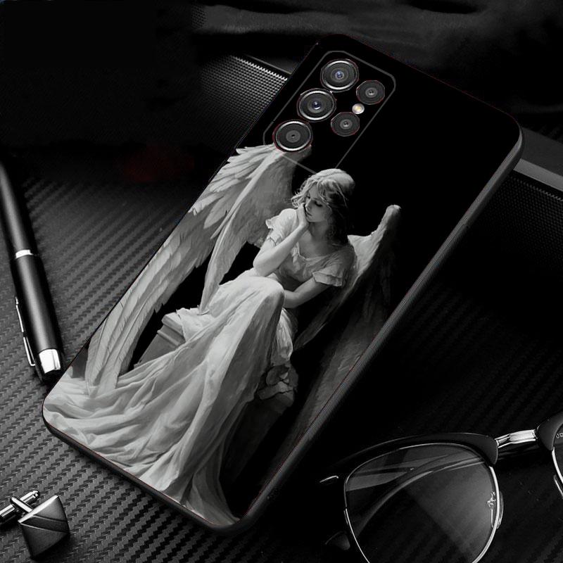 Phone Case For Samsung Galaxy S26 S25 S24 S23 S22 Ultra S23 S22 S25 Plus S24FE S23FE S26Edge Black Angel Death Demon