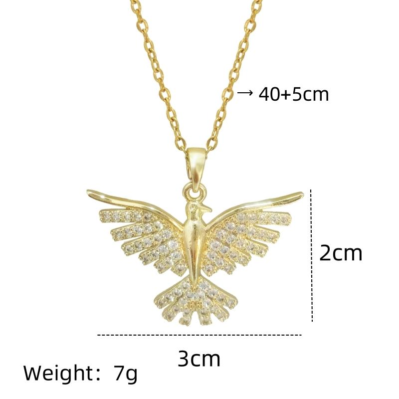 1 Pcs Fashionable Phoenix Pendant Necklace for Women Copper Zircon Embedded Clavicle Chain with Stainless Steel Link
