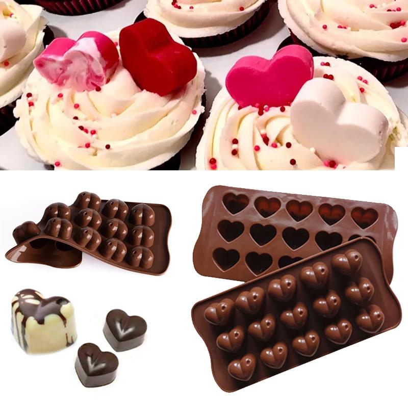 New Heart Shape Silicone Chocolate Mould Truffle Valentine Jelly Ice Soap Candy Chocolate Candy Molds Baking Accessories Cake