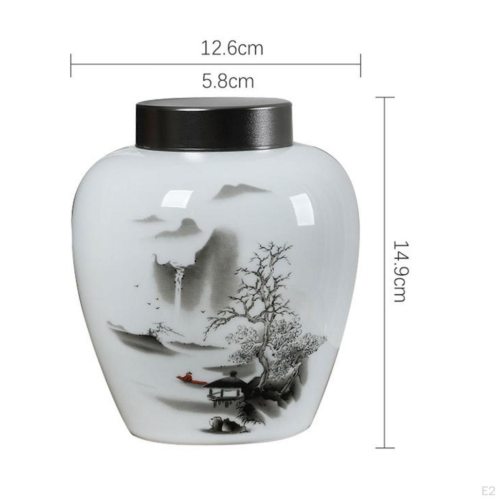 Ceramic Ginger Jar Porcelain Tea Canister Decorative Flower Vase for Home