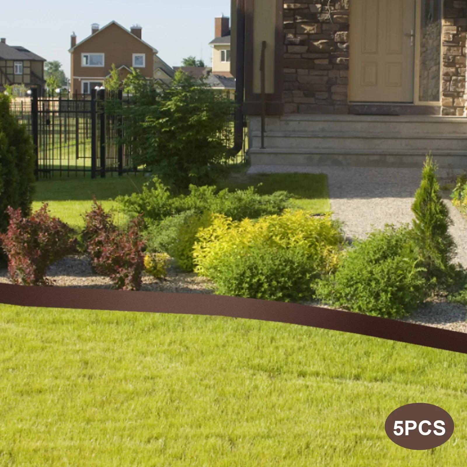 

Bymaocar 5PCS Metal T-shaped Brown Landscape Edging Flexible and Bendable Border Brown Lawn Edge DIY Decor for Garden Yard Path 5pcs коричневый