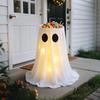 Halloween Ghost Candy Bowl With LED Light Fabric Ghost Figurine Treat Holder Holiday Party Tabletop Yard Decoration For Halloween Home Decor