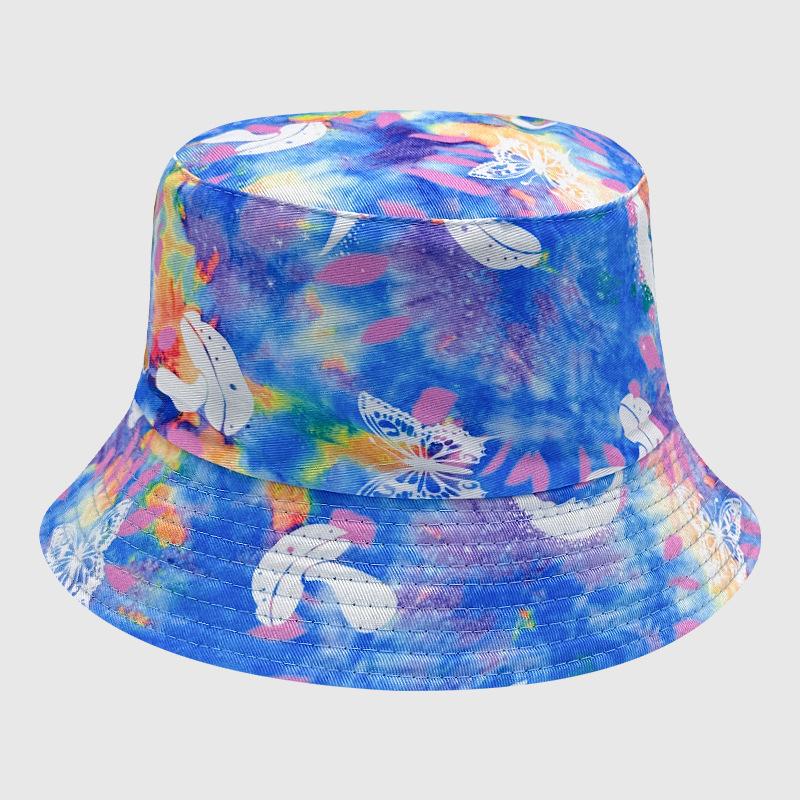 Dye Tie Fisherman Hat Uv Protection Assorted Colors Print Butterfly Cat Leaf Cap