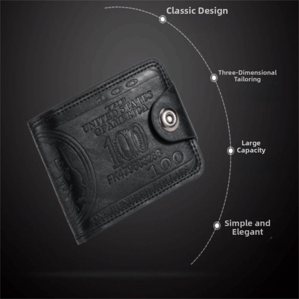 Vintage 100 US Dollar Pattern Men's Wallets Hasp Zipper Card Holder Multi-Functional Coin Purse Daily Use