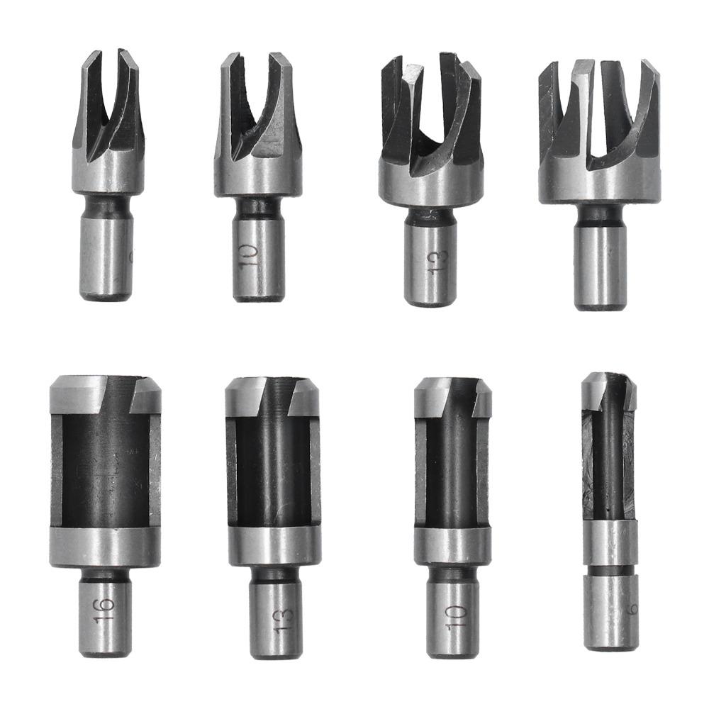 8pcs Straight and Tapered Taper Wood Plug Cutter Drill Bit Set Woodworking Drilling