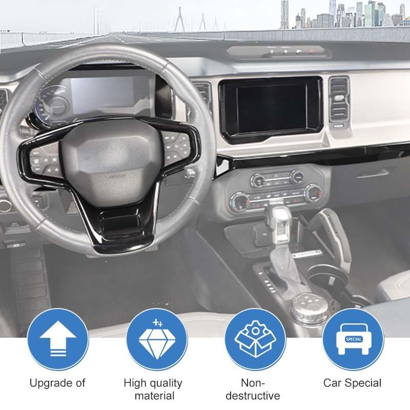 Center Console Trim Dashboard Steering Wheel Decoration Navigation Screen Protective Cover For Ford Bronco 2021 Up Car Interior Accessories