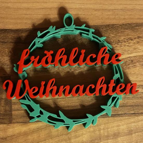 Christmas Fröhliche Weihnachten Ornament 3D Printed German Merry Xmas Wall Door Hanging Decoration Home Office Holiday Party Pendant