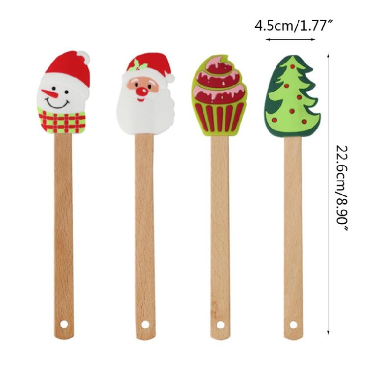 Non-Stick Spatula Xmas Theme Snowman Santa Claus Tree Shape For Baking Tools