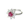 Gesi En Starry Radiance Retro Set: Petal-Inlaid Red Zircon Earrings, Ring & Pendant.