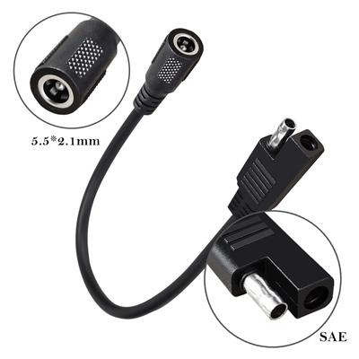 Převodníkový adaptérový kabel SAE zástrčka na DC5.5x2.1mm samice, linka s konektorem SAE na DC5521 pro automobily, motocykly