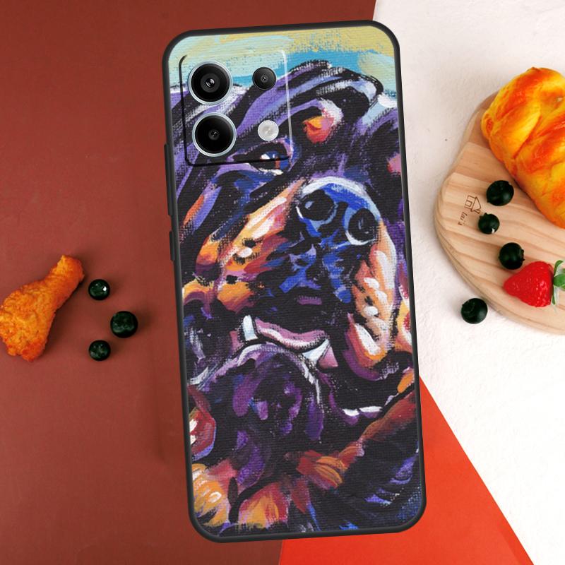 Cartoon Rottweiler Dog Case For Xiaomi Redmi Note 13 14 Pro 9 10 11 12 Pro 10S 11S 12S Redmi 13C 10C 12C 14C Coque