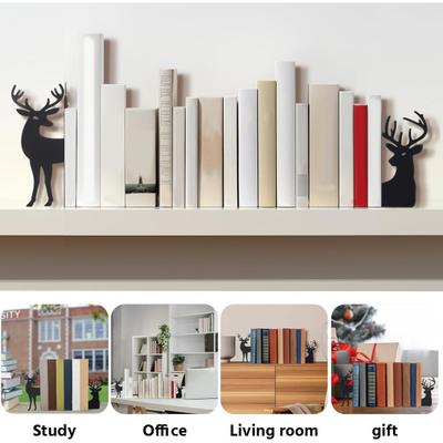 Metal Animal Bookends Black Cat/Reindeer/Dragon Book Ends for Home Office Bookshelf Desk Decor Cute Book Stopper Gifts for Women