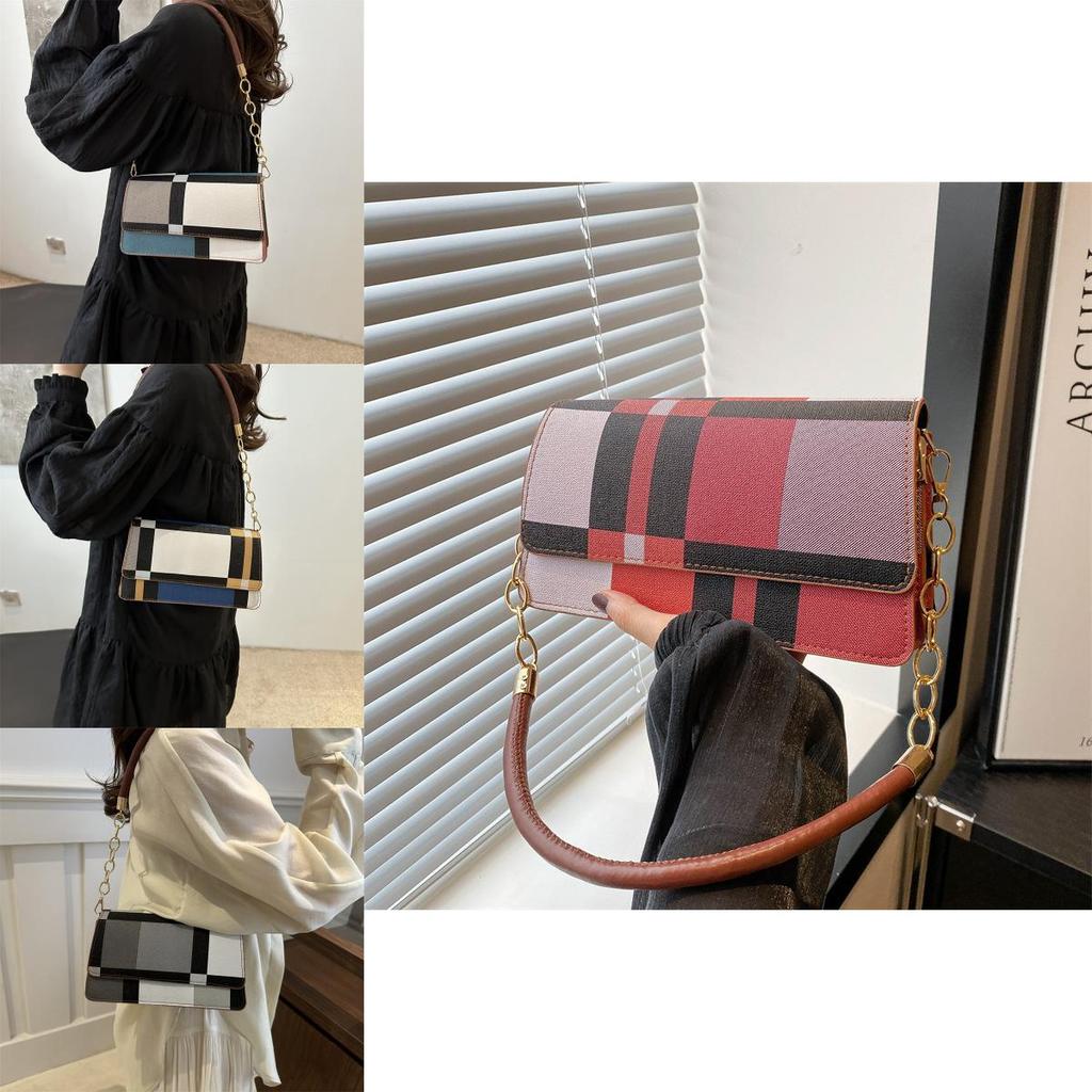 Trendy Fashion Contrast Color Small Square Bag For Women Stylish Summer Handbag