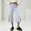 Fashionable Women's Summer Leisure Vacation High Waist Wide Leg Cropped Pants