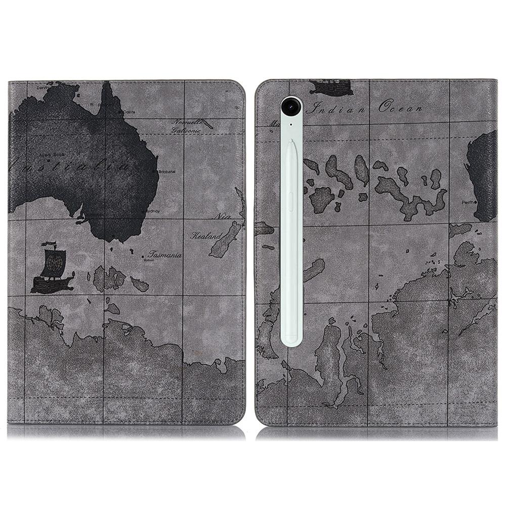 Für Samsung Galaxy Tab S10 FE/S9 FE Schutzhülle Kartenmuster PU-Leder Tablet Brieftaschenhülle