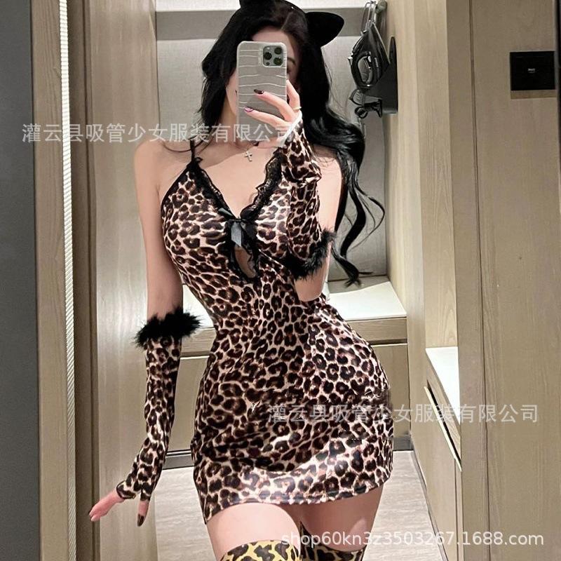 Sex Underwear Leopard Print Lace Sexy Hollow Hip Skirt Hot Pure Temptation