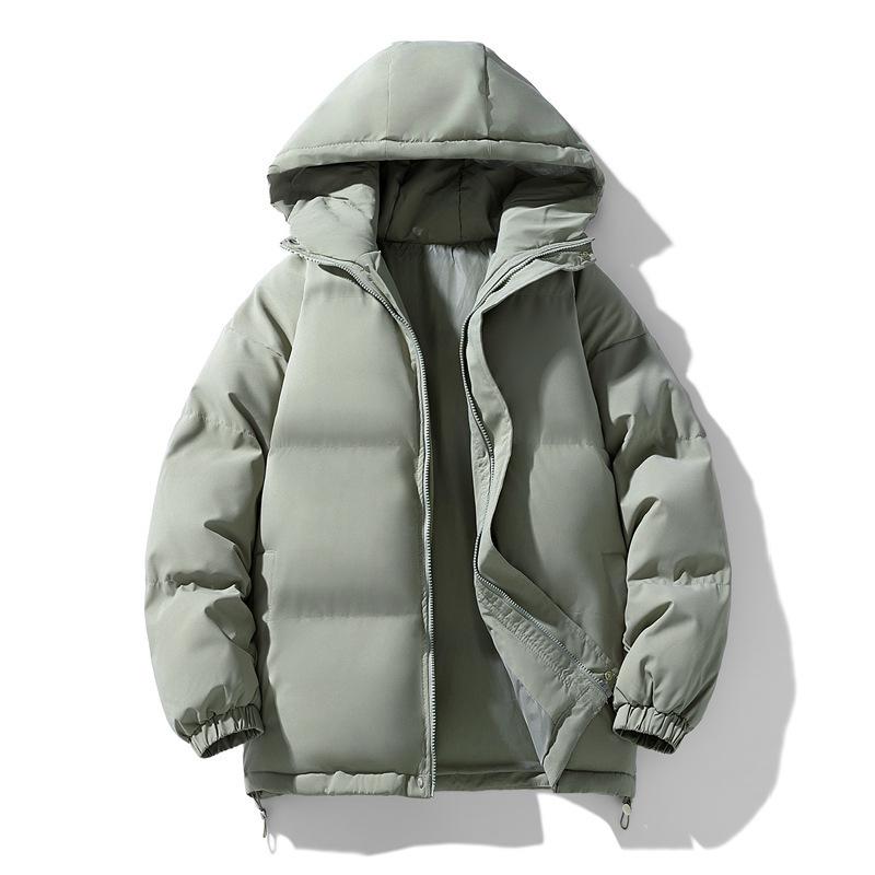Men's Winter Cotton Jacket: Thickened, Loose, Trendy Stand-Up Collar Outerwear, Versatile Solid Color for Couples.
