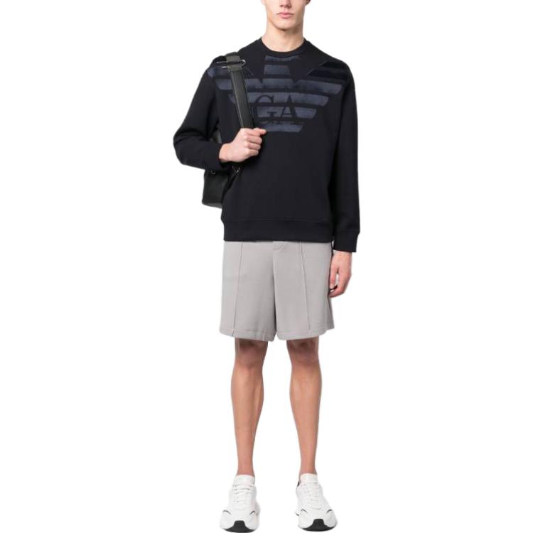 Emporio Armani Ss23 Bedrucktes Adler-Logo Rundhals-Sweatshirt Herren Sweatshirt Dunkelblau 3R1MDH-1JHSZ-09J0