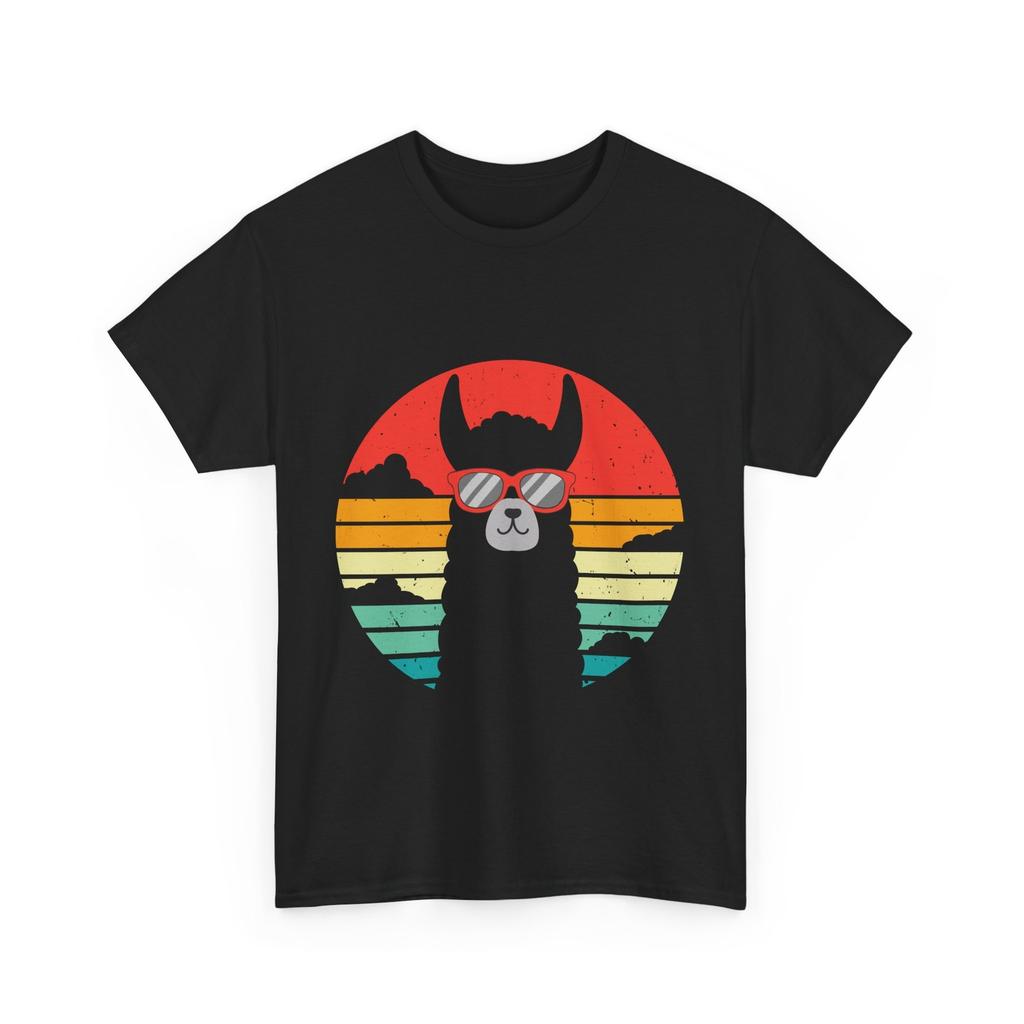 Llama T-Shirt Mens Womens Tees Top, Llama with Sunglasses Animals Lovers Women Men Vintage T-Shirt Mens Womens Tees Top