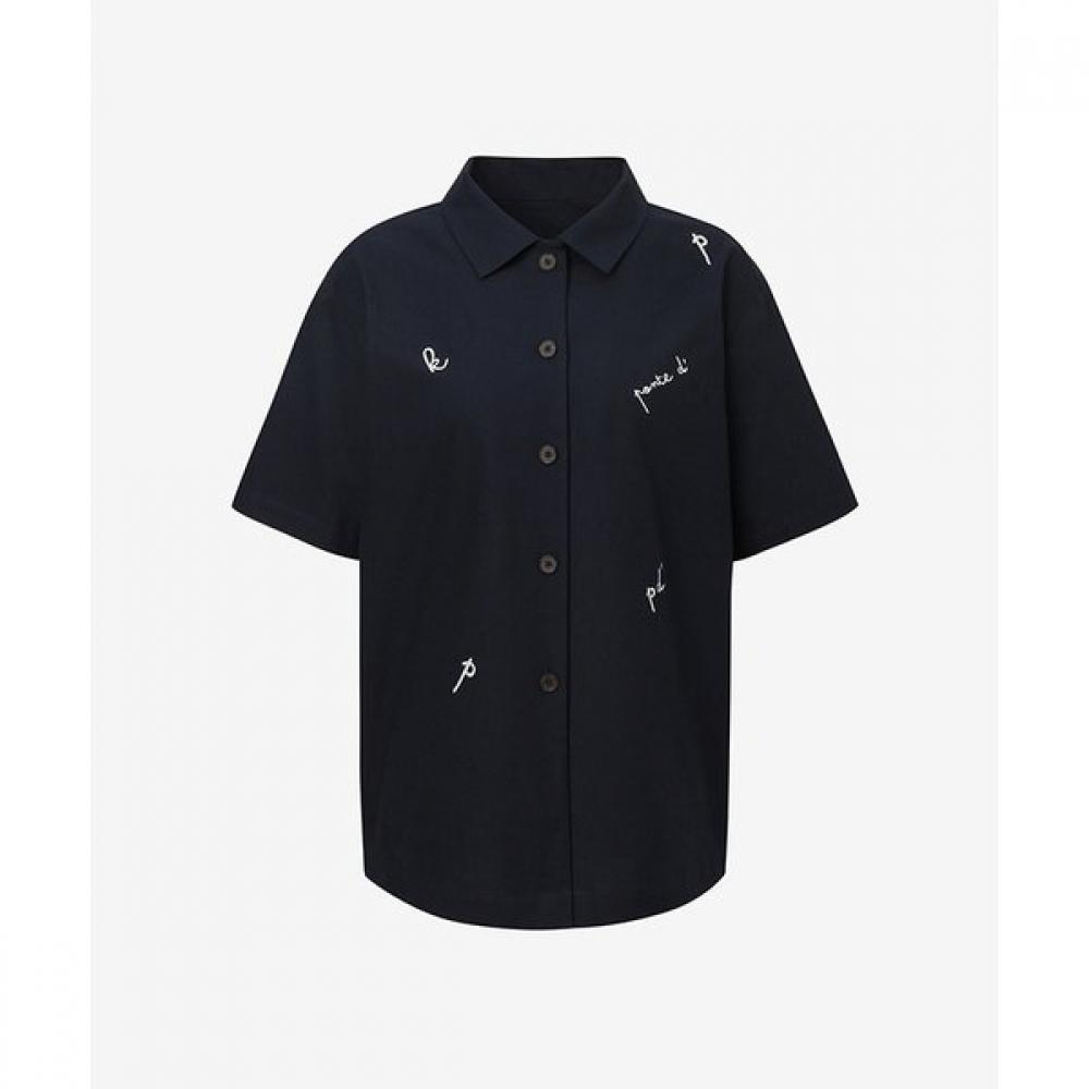 2nd Skin Embroidered Collar Shirt  Women  Ifwst3100 navy/FREE