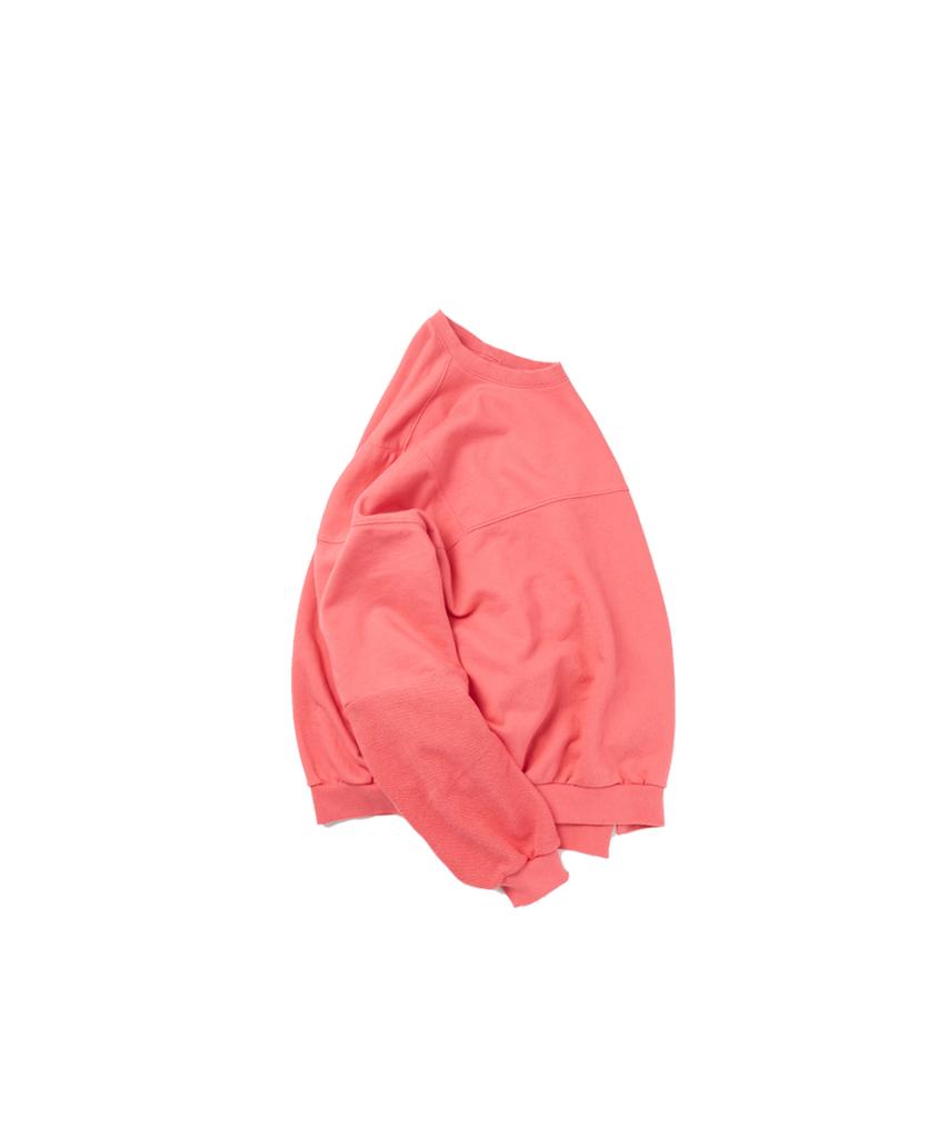 QDMM De Shoulder Heavy Distressed Crew Top_Coral Pink