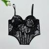 Hollow Lace Sequin Corset Transparent Crop Tops Spicy Girl Style Suspender Vest Spring Summer
