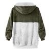 Women's Loose Large Size Plush Multicolor Paneled Hooded Zip Jacket