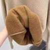 Thickened Velvet Sweater Women's Wooden Ear Nail Bead Knitted Sweater Solid Color Warm One Fleece Inner Hoodie