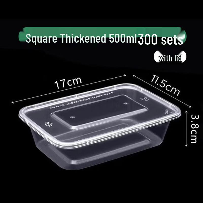 CIBO Disposable 500ml Rectangular Food Containers with Lids