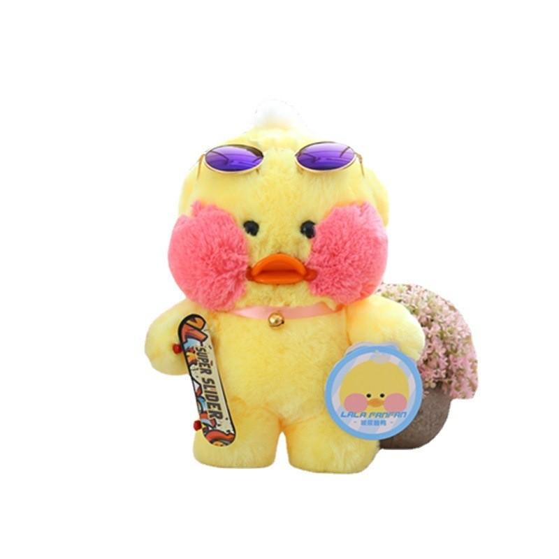 Plush Unique Littlecucu Toy Charming Yellow Duck Doll With Skateboard And Glasses