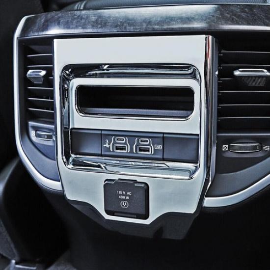 Car Rear Control Air Vent Cover Trim For Dodge RAM 1500 19-24 Accessories Chrome