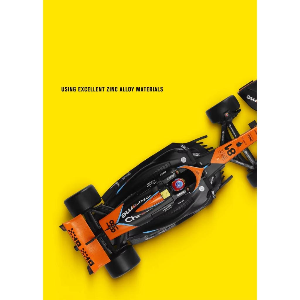 1/24 McLaren F1 MCL60 2023 Závodní tým Kovové odlévané autíčko Miniaturní model vozidla Volná kola Sběratelský dárek pro chlapce