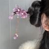 Flower Tassel Hairpin For Women Vintage Wooden Floral Hair Stick Elegant Hanfu Hair Accessories 18cm Updo Meatball Head Hairpins