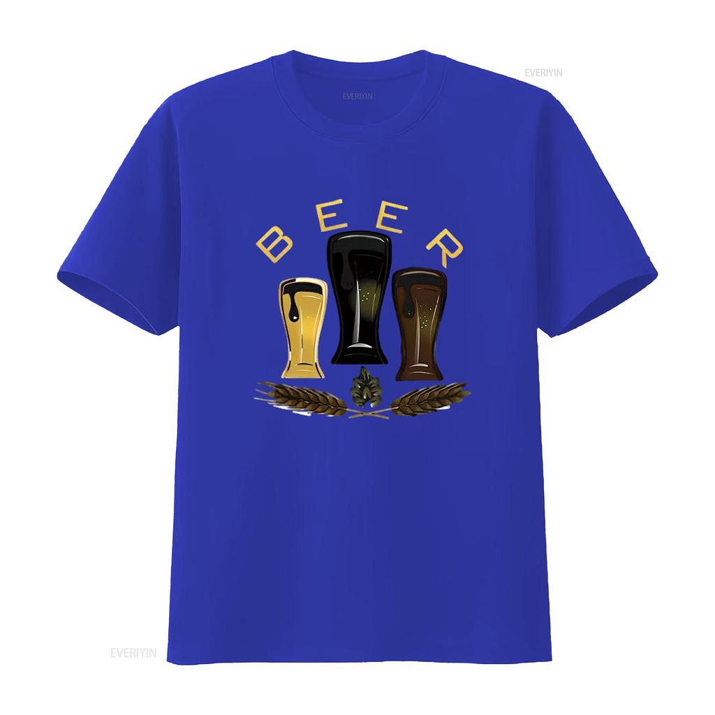 Herren BIER Rundhals T-Shirt Schwarz 3XL Vintage Gewaschen Designer Kleidung Unisex Leicht Stilvoll Mode homme Atmungsaktiv